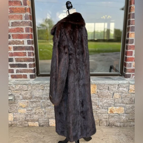 Vintage Mahogany Mink Fur Over Coat Real Fur Coat Brown - Picture 6 of 11